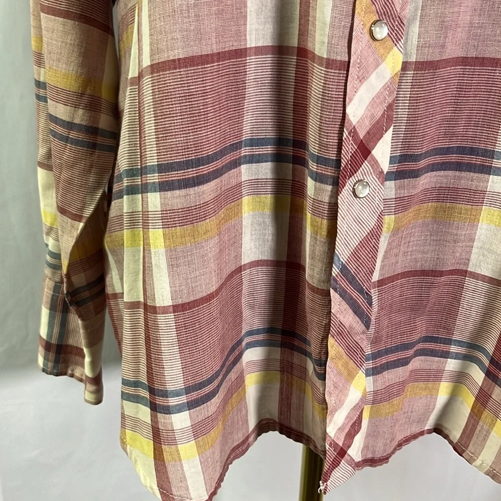 Vintage Youngbloods Authentic Western Red Plaid Pearl Snap Button Down Shirt